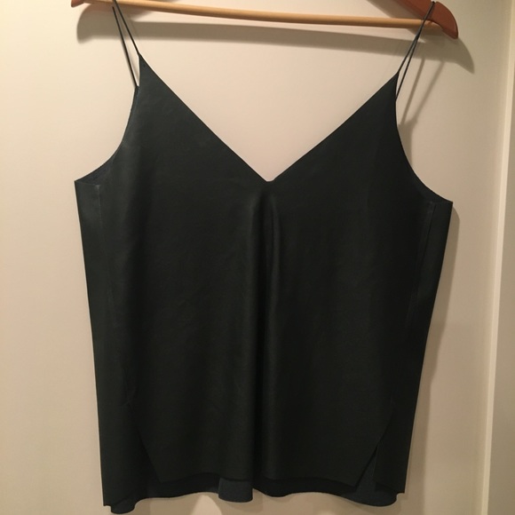 Zara Tops - ZARA Faux Leather Green Camisole